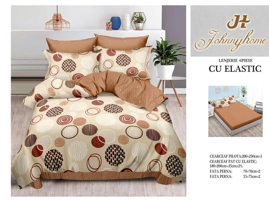 Set Lenjerie de Pat cu Elastic JohnnyHome Pucioasa – Fixare Perfectă, Confort și Eleganță
