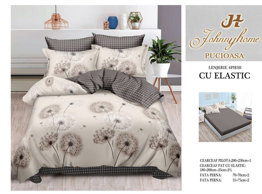 Set Lenjerie de Pat cu Elastic JohnnyHome Pucioasa – Fixare Perfectă, Confort și Eleganță