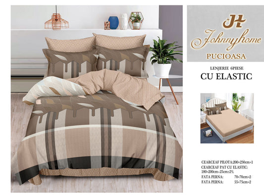 Set Lenjerie de Pat cu Elastic JohnnyHome Pucioasa – Fixare Perfectă, Confort și Eleganță