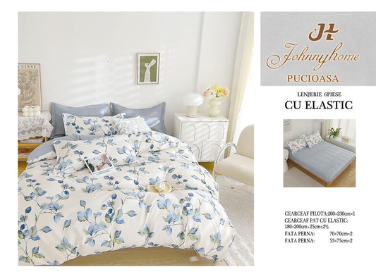 Set Lenjerie de Pat cu Elastic JohnnyHome Pucioasa – Fixare Perfectă, Confort și Eleganță