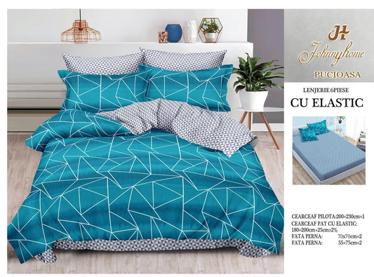 Set Lenjerie de Pat cu Elastic JohnnyHome Pucioasa – Fixare Perfectă, Confort și Eleganță